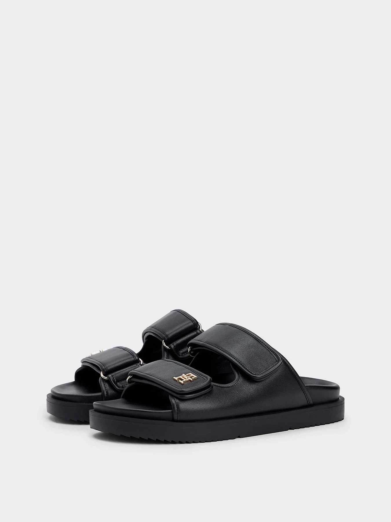 Шлёпанцы Tommy Hilfiger DOUBLE STRAP LEATHER SANDAL модель FW0FW09121-BDS Фото