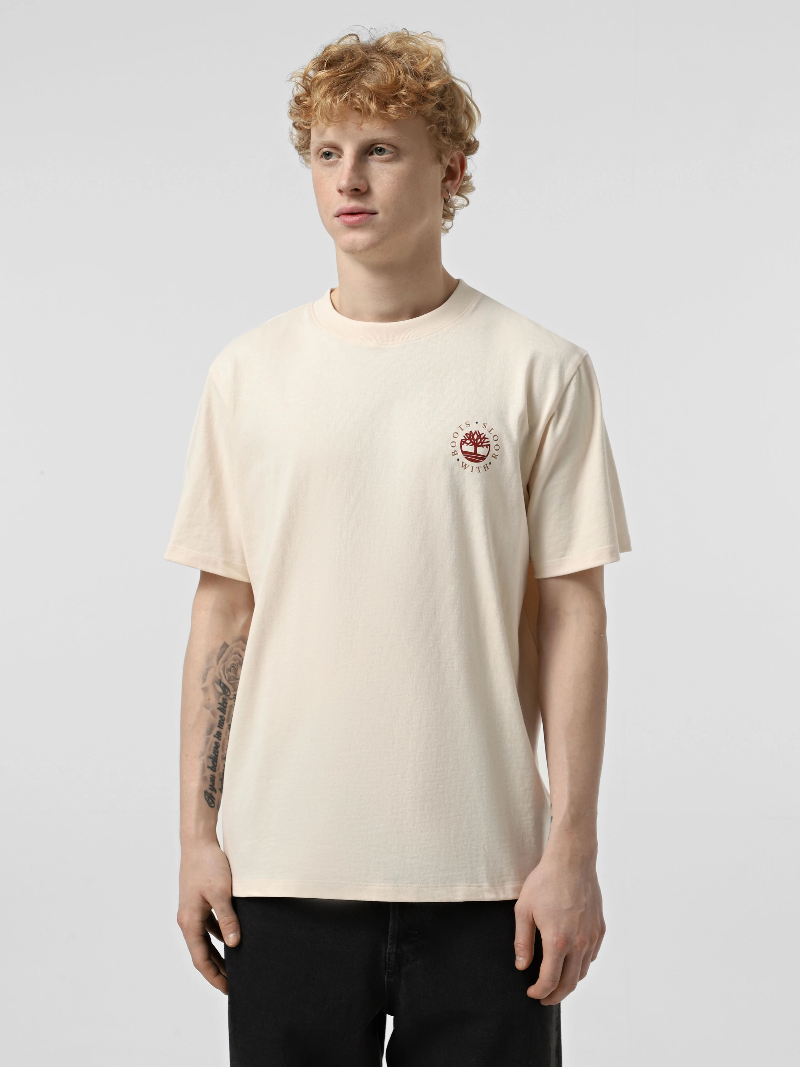 Бавовняна Чоловіча Футболка Timberland Washed Boot Lab Back Graphic Undyed