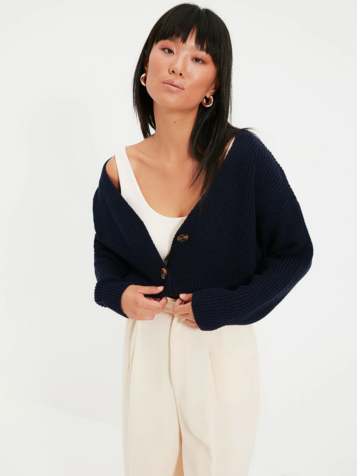 Свитры и кардиганы Trendyol модель TWOAW21HI0251/Lacivert Свитры и кардиганы Trendyol модель TWOAW21HI0251/Lacivert Фото