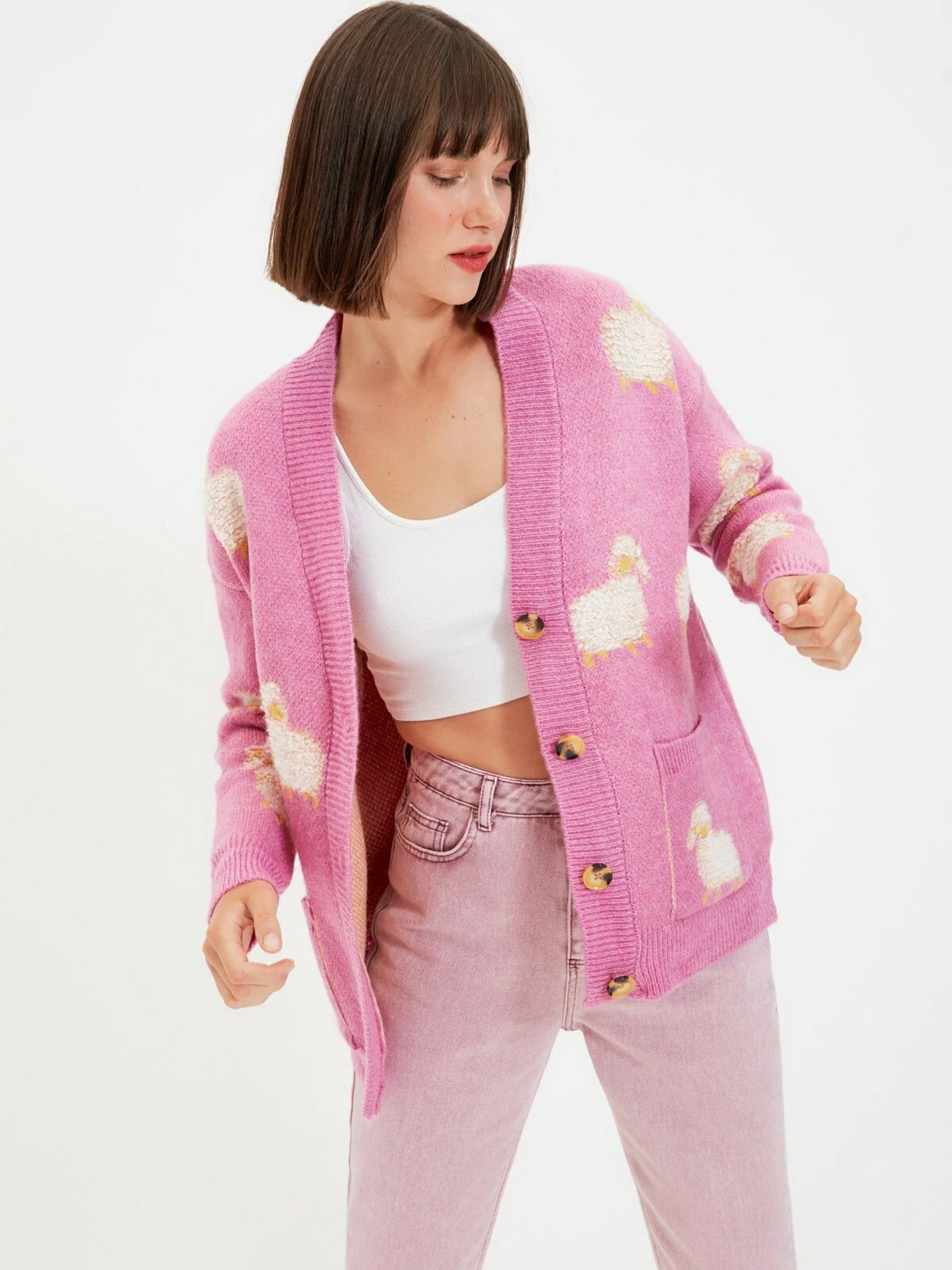 Свитры и кардиганы Trendyol модель TWOAW21HI0476/Fusya Свитры и кардиганы Trendyol модель TWOAW21HI0476/Fusya Фото