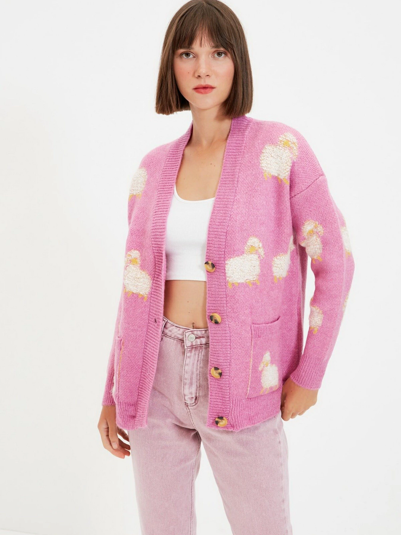 Свитры и кардиганы Trendyol модель TWOAW21HI0476/Fusya Свитры и кардиганы Trendyol модель TWOAW21HI0476/Fusya Фото