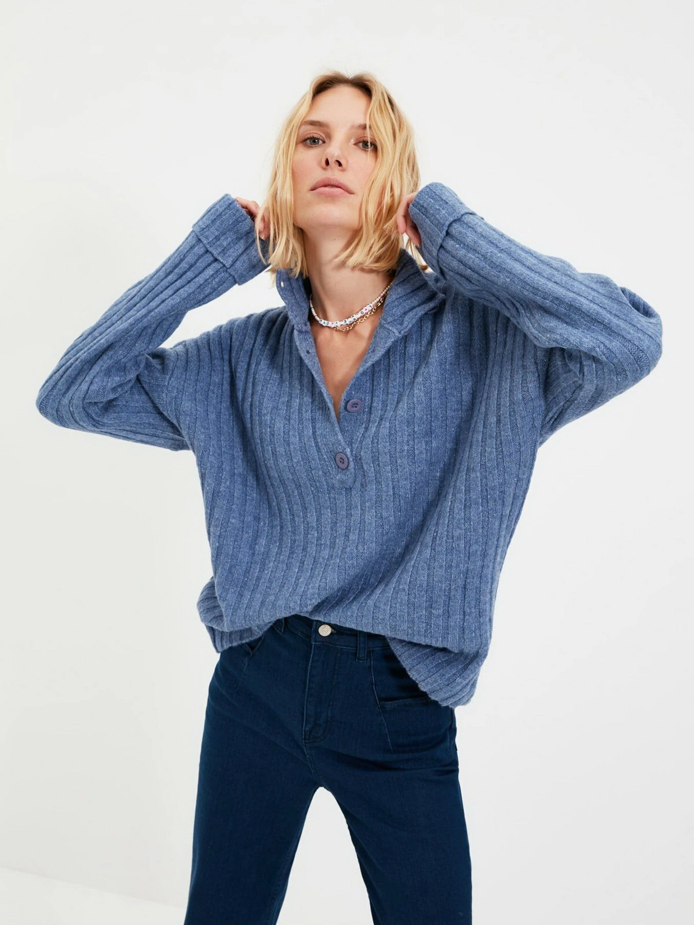 Свитры и кардиганы Trendyol модель TWOAW21KZ0783/Mavi Свитры и кардиганы Trendyol модель TWOAW21KZ0783/Mavi Фото