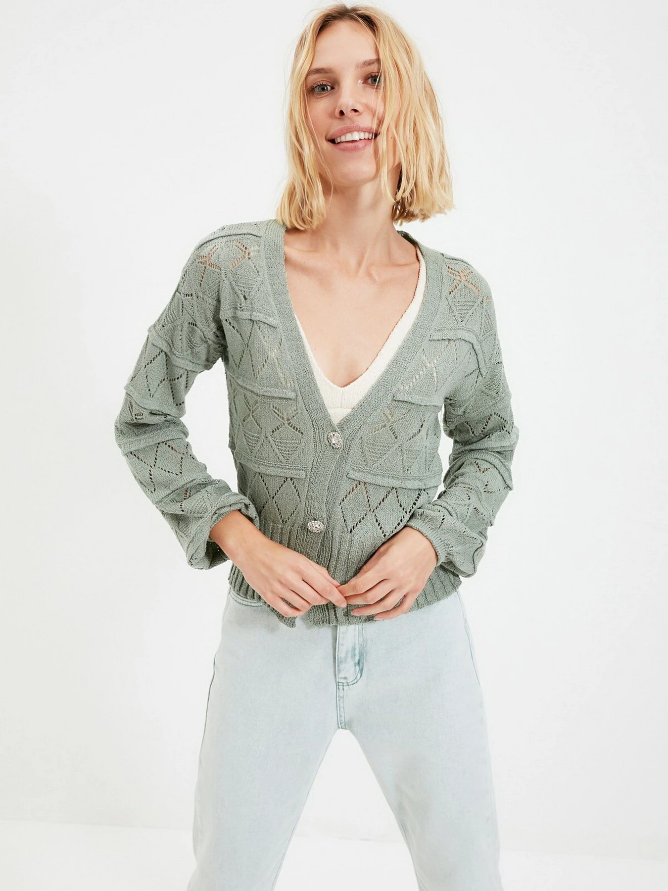 Свитры и кардиганы Trendyol модель TWOAW22HI0011/Mint Свитры и кардиганы Trendyol модель TWOAW22HI0011/Mint Фото
