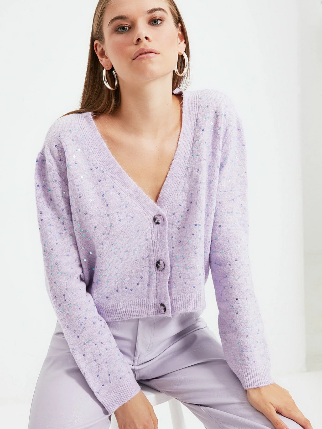 Свитры и кардиганы Trendyol модель TWOAW22HI0024/Lila Свитры и кардиганы Trendyol модель TWOAW22HI0024/Lila Фото