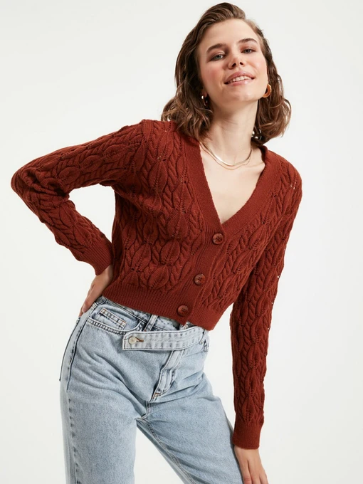 Свитры и кардиганы Trendyol модель TWOAW22HI0227/Kahverengi Фото