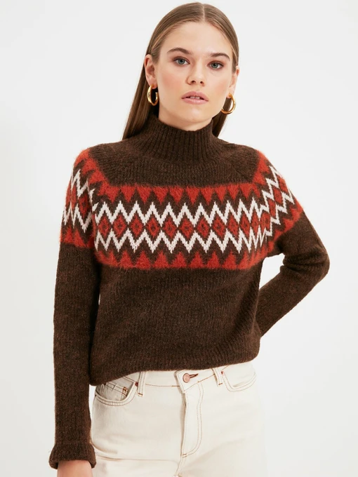 Свитры и кардиганы Trendyol модель TWOAW22KZ0248/Koyu Kahverengi Фото