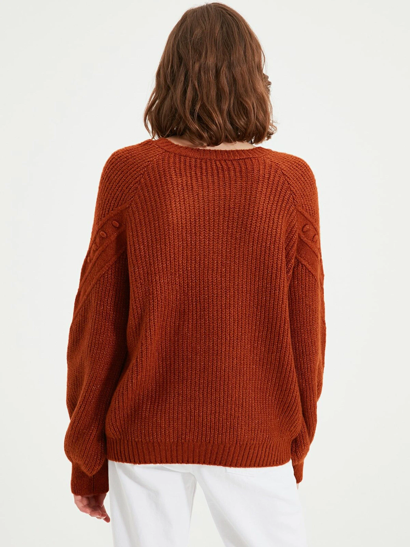 Свитры и кардиганы Trendyol модель TWOAW22KZ0256/Kahverengi Свитры и кардиганы Trendyol модель TWOAW22KZ0256/Kahverengi Фото
