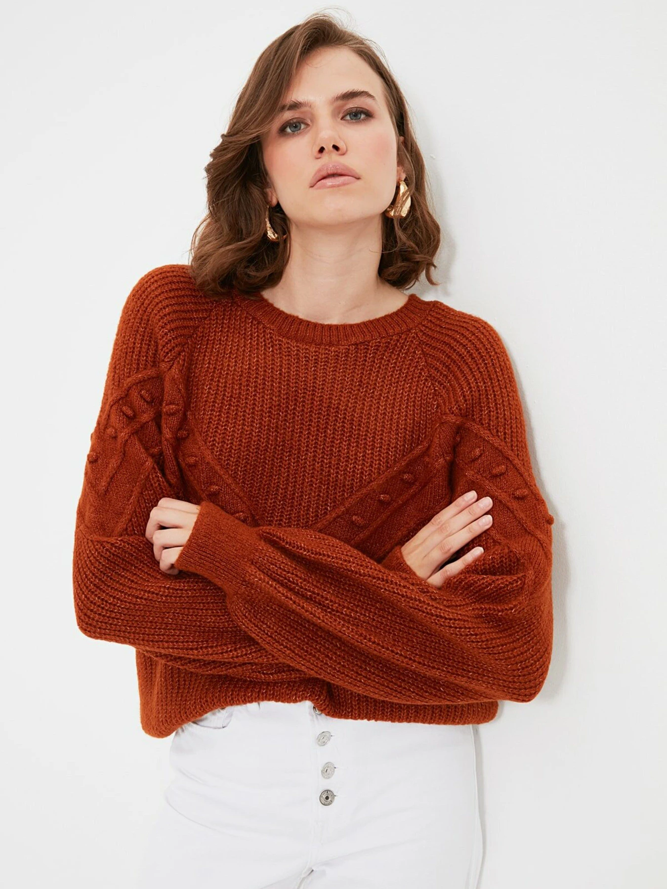 Свитры и кардиганы Trendyol модель TWOAW22KZ0256/Kahverengi Свитры и кардиганы Trendyol модель TWOAW22KZ0256/Kahverengi Фото