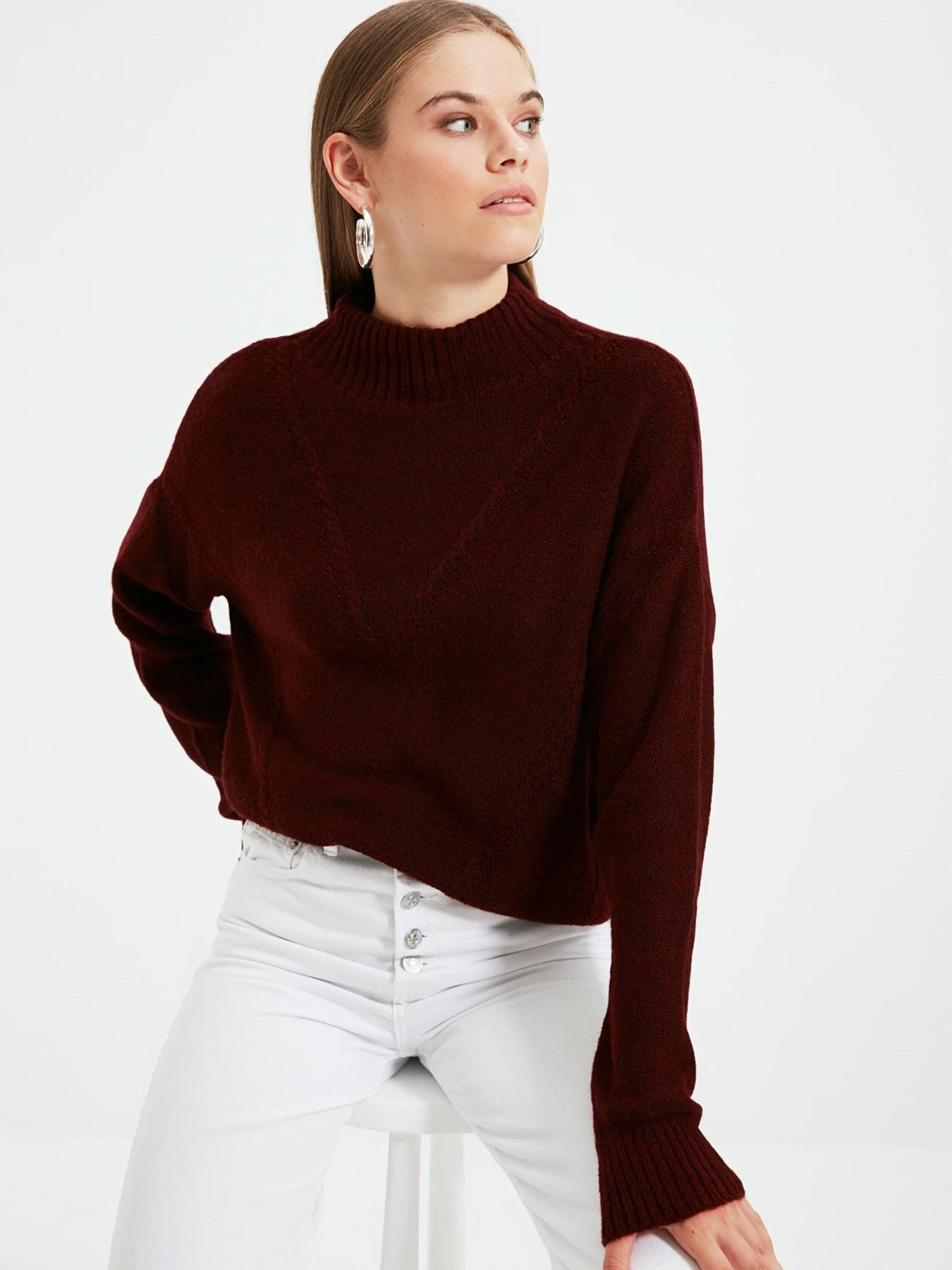 Свитры и кардиганы Trendyol модель TWOAW22KZ0260/Bordo Свитры и кардиганы Trendyol модель TWOAW22KZ0260/Bordo Фото