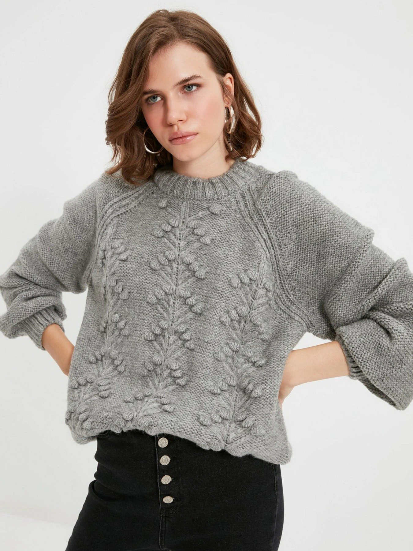 Свитры и кардиганы Trendyol модель TWOAW22KZ0275/Gri Свитры и кардиганы Trendyol модель TWOAW22KZ0275/Gri Фото