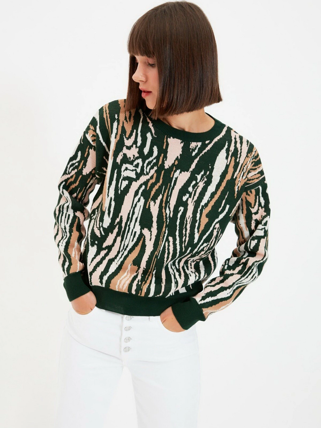 Свитры и кардиганы Trendyol модель TWOAW22KZ0909/Zumrut Yesili Свитры и кардиганы Trendyol модель TWOAW22KZ0909/Zumrut Yesili Фото