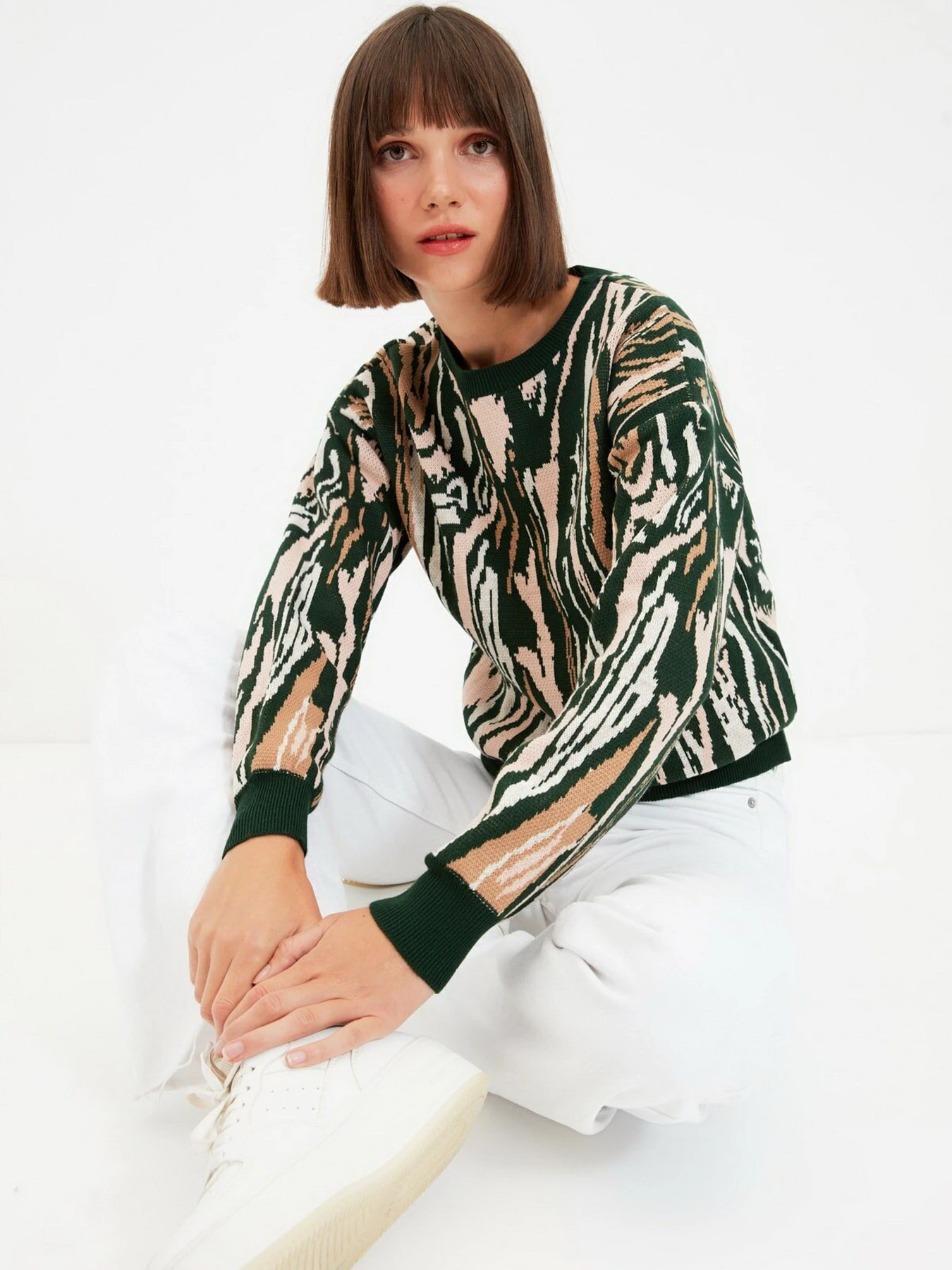 Свитры и кардиганы Trendyol модель TWOAW22KZ0909/Zumrut Yesili Свитры и кардиганы Trendyol модель TWOAW22KZ0909/Zumrut Yesili Фото