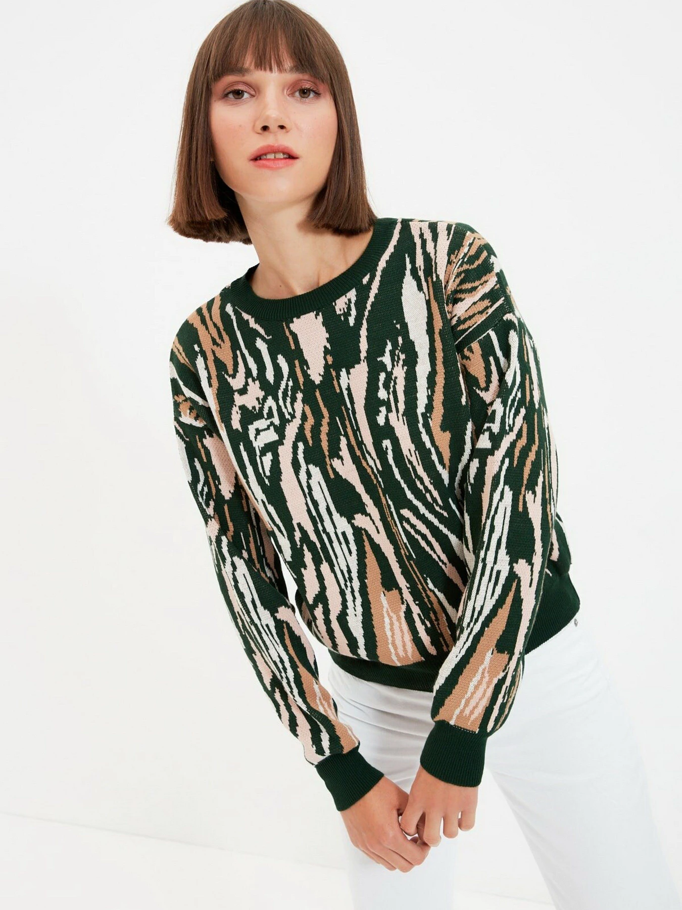 Свитры и кардиганы Trendyol модель TWOAW22KZ0909/Zumrut Yesili Свитры и кардиганы Trendyol модель TWOAW22KZ0909/Zumrut Yesili Фото