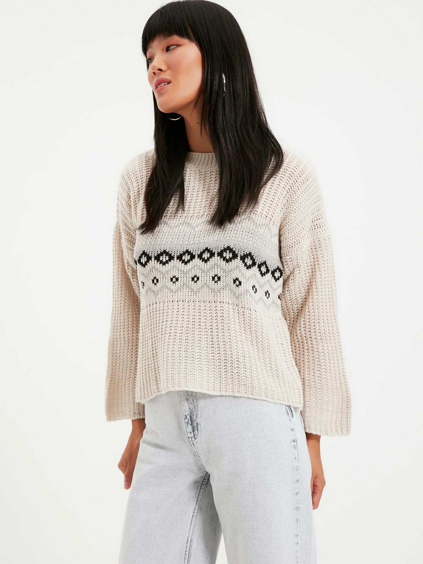 Свитры и кардиганы Trendyol модель TWOAW22KZ1491/Ekru Свитры и кардиганы Trendyol модель TWOAW22KZ1491/Ekru Фото