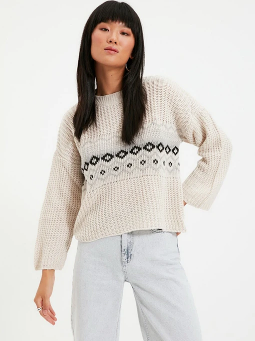 Свитры и кардиганы Trendyol модель TWOAW22KZ1491/Ekru Фото