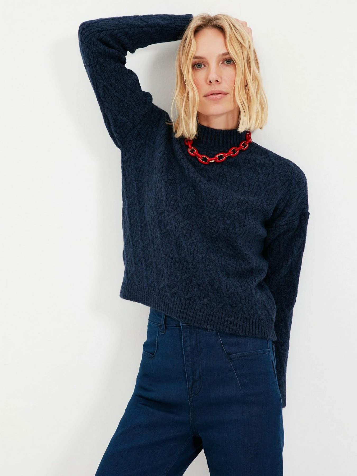 Свитры и кардиганы Trendyol модель TWOAW22KZ1554/Lacivert Свитры и кардиганы Trendyol модель TWOAW22KZ1554/Lacivert Фото