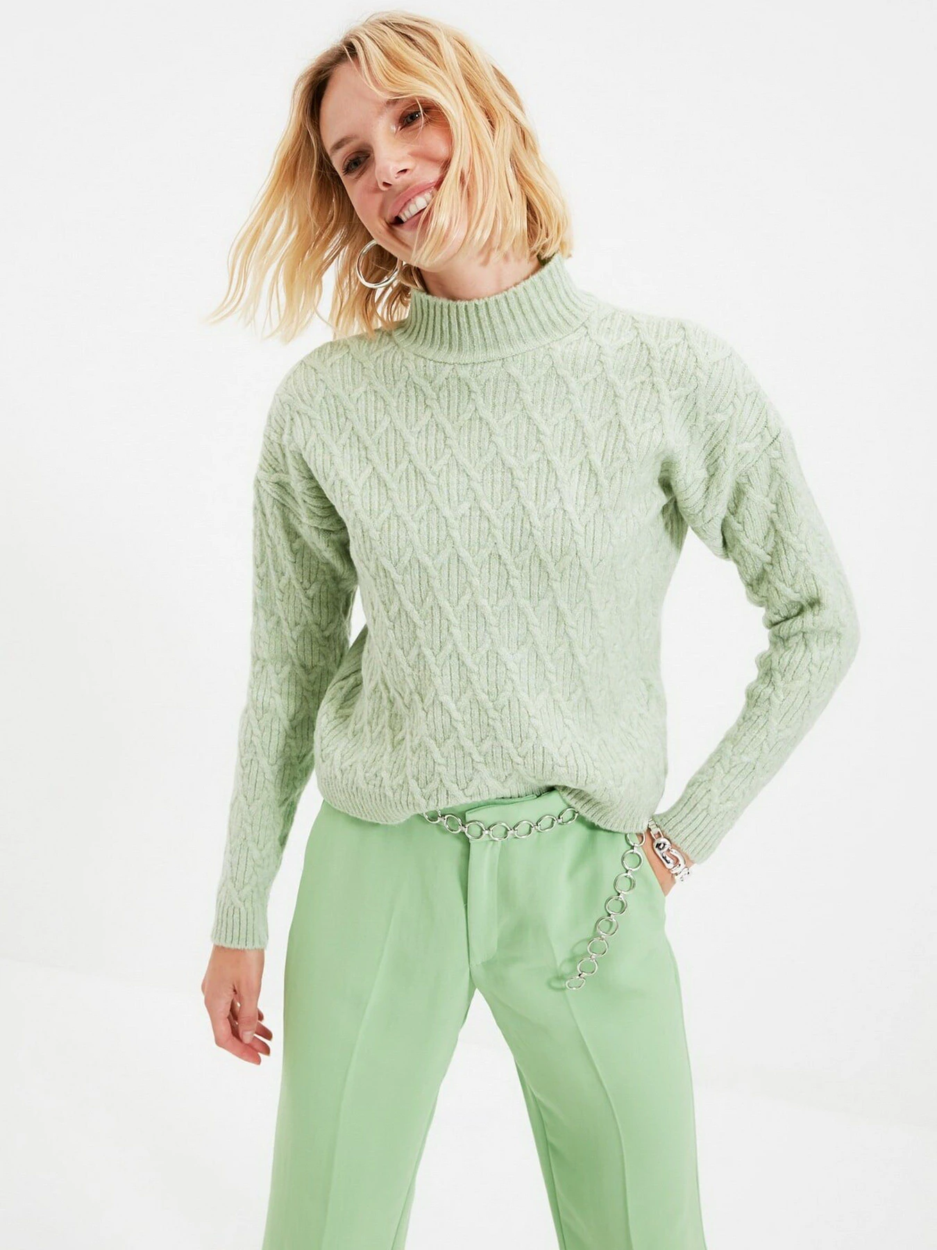 Свитры и кардиганы Trendyol модель TWOAW22KZ1554/Mint Фото