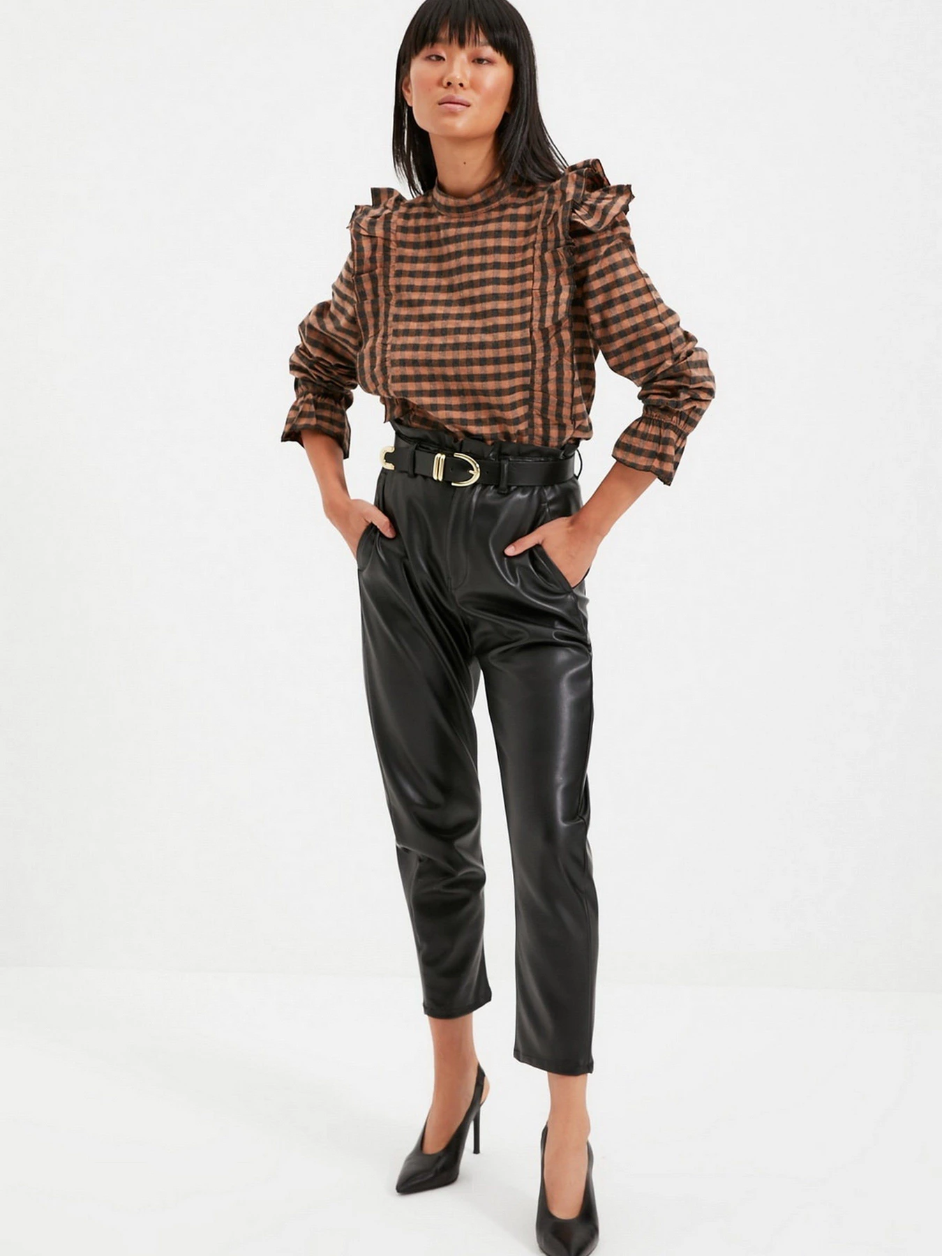 Рубашки Trendyol модель TWOAW22BZ0226/Kahverengi Рубашки Trendyol модель TWOAW22BZ0226/Kahverengi Фото