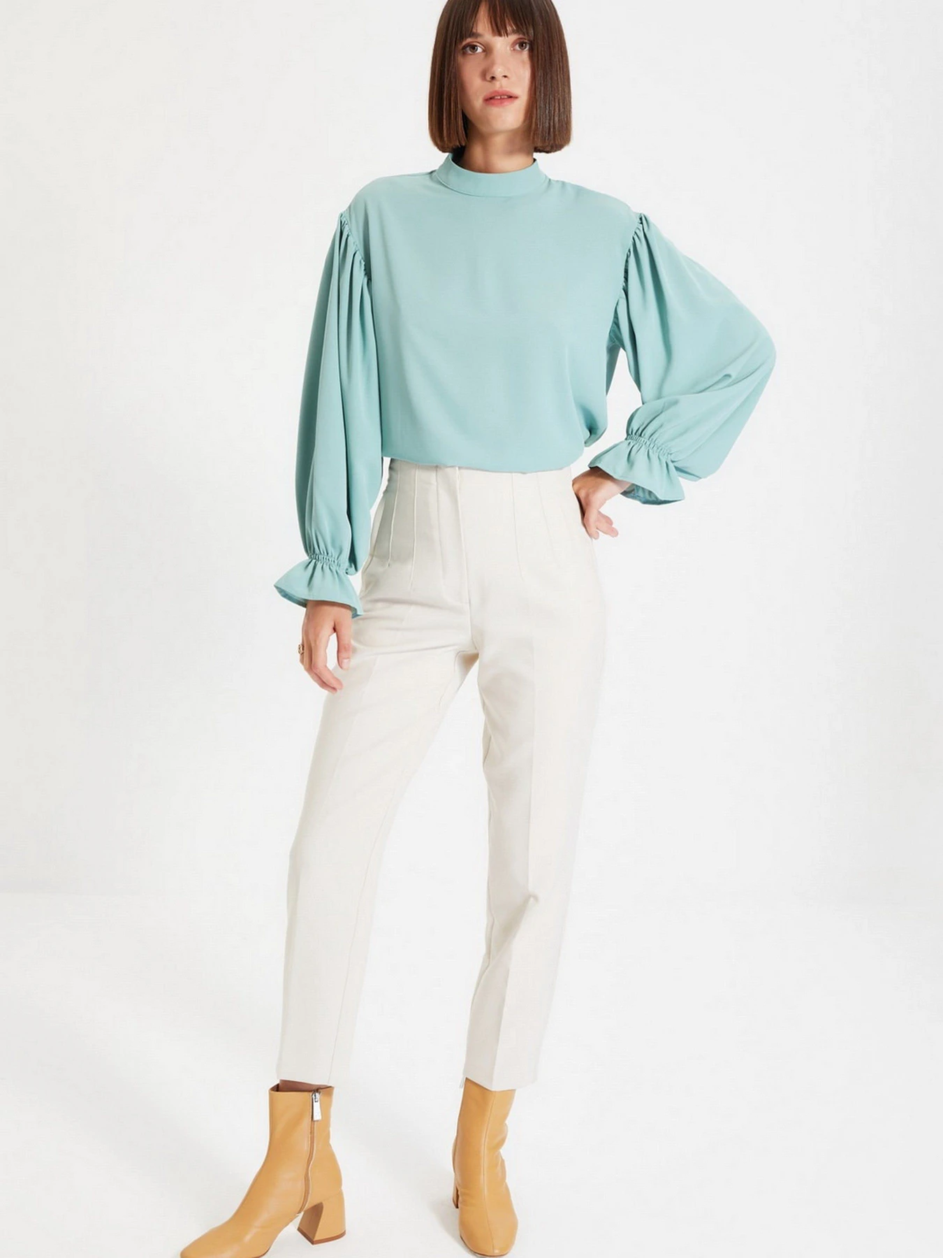 Рубашки Trendyol модель TWOAW22BZ0339/Mint Рубашки Trendyol модель TWOAW22BZ0339/Mint Фото