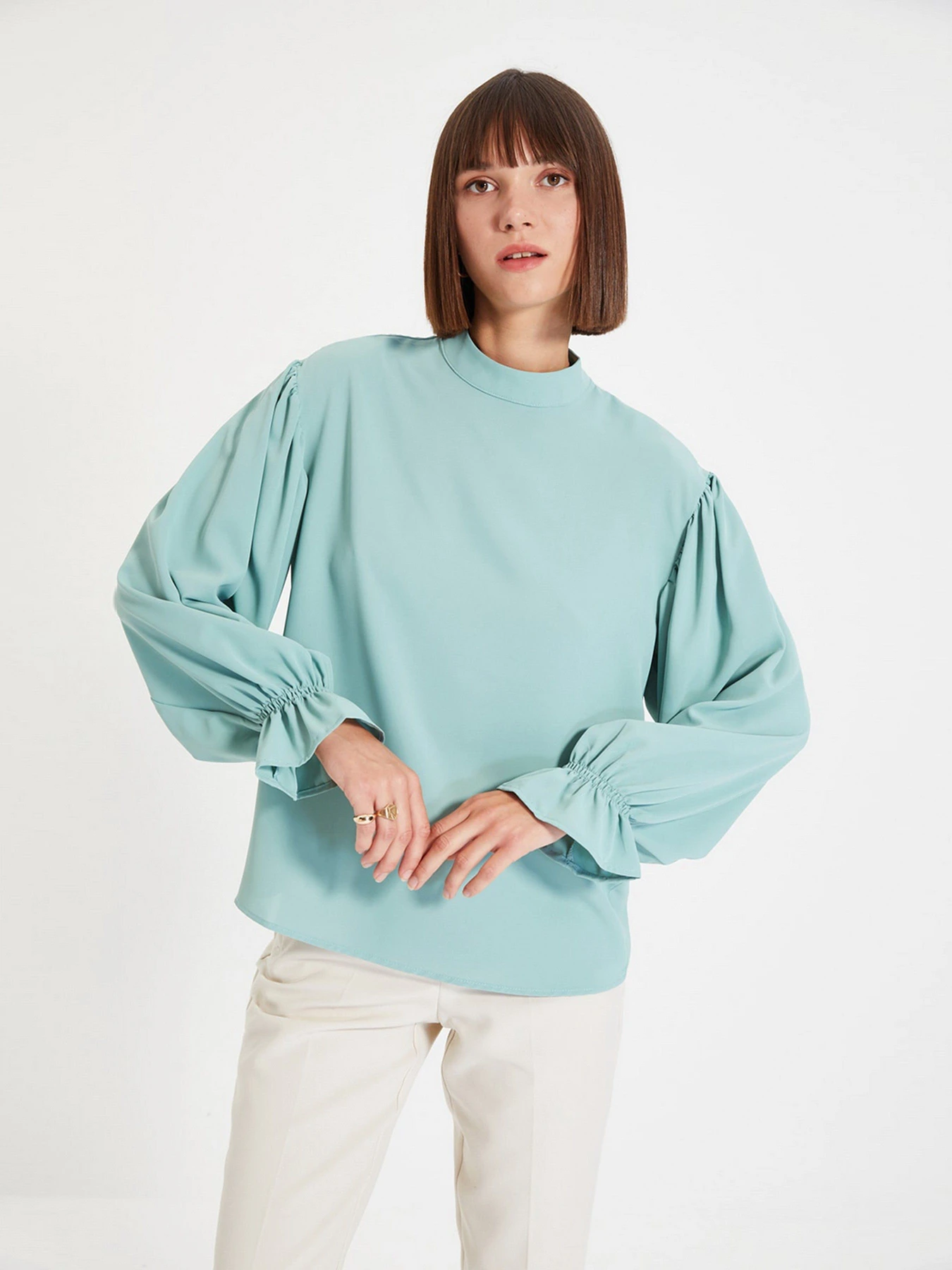 Рубашки Trendyol модель TWOAW22BZ0339/Mint Рубашки Trendyol модель TWOAW22BZ0339/Mint Фото