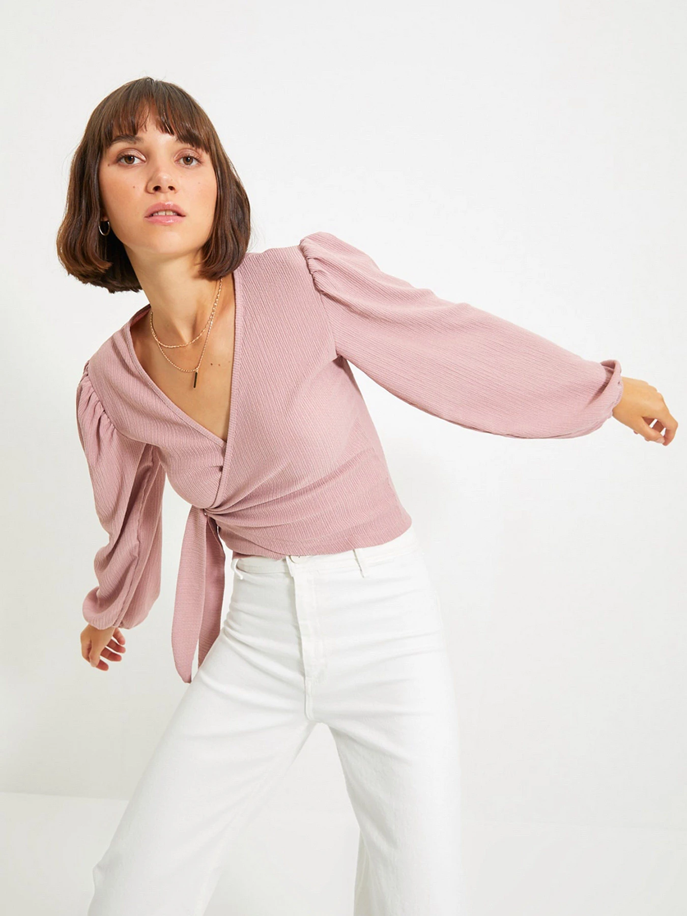 Рубашки Trendyol модель TWOAW22BZ0458/Gul Kurusu Рубашки Trendyol модель TWOAW22BZ0458/Gul Kurusu Фото