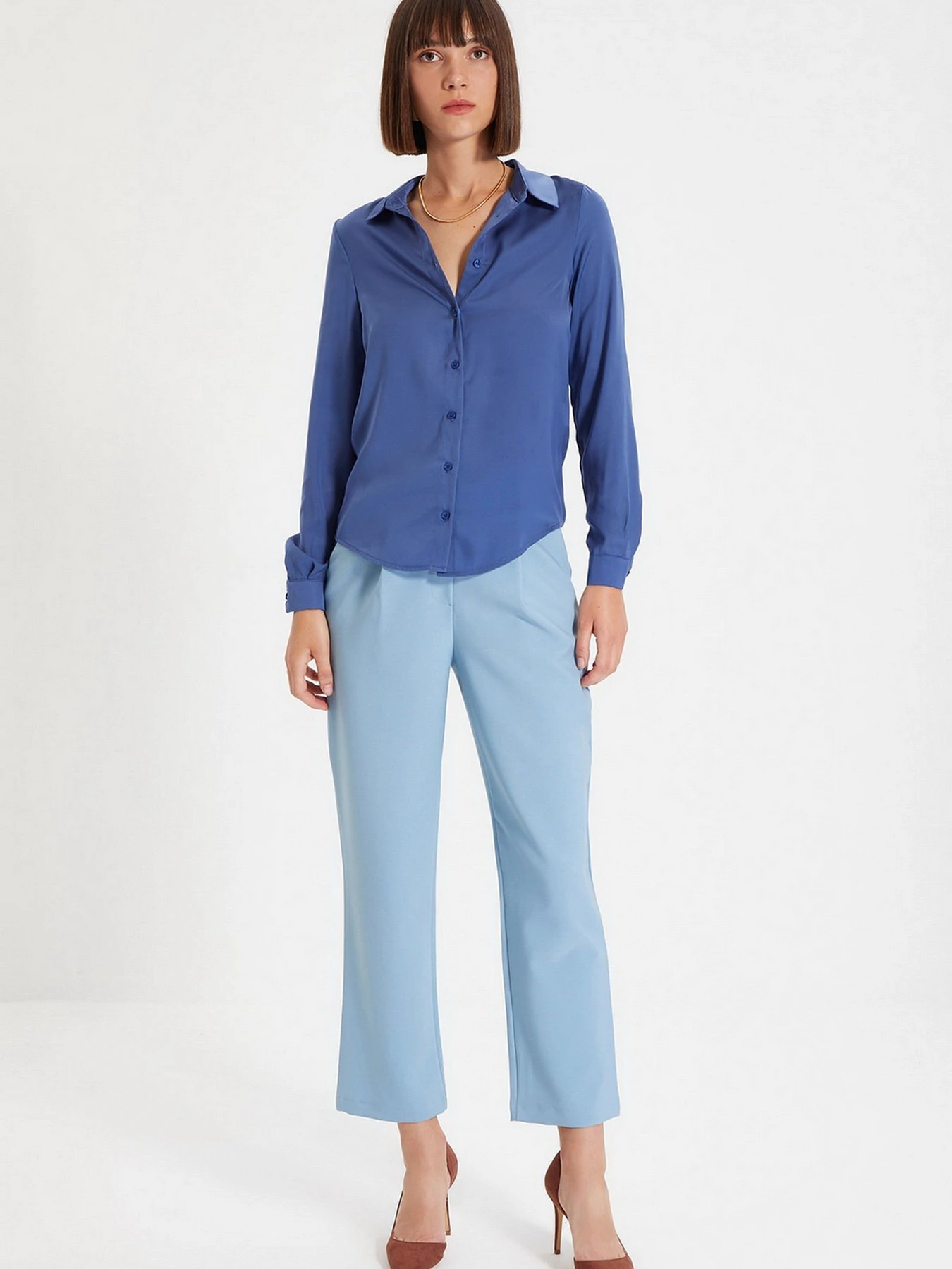 Рубашки Trendyol модель TWOAW22GO0131/Indigo Фото