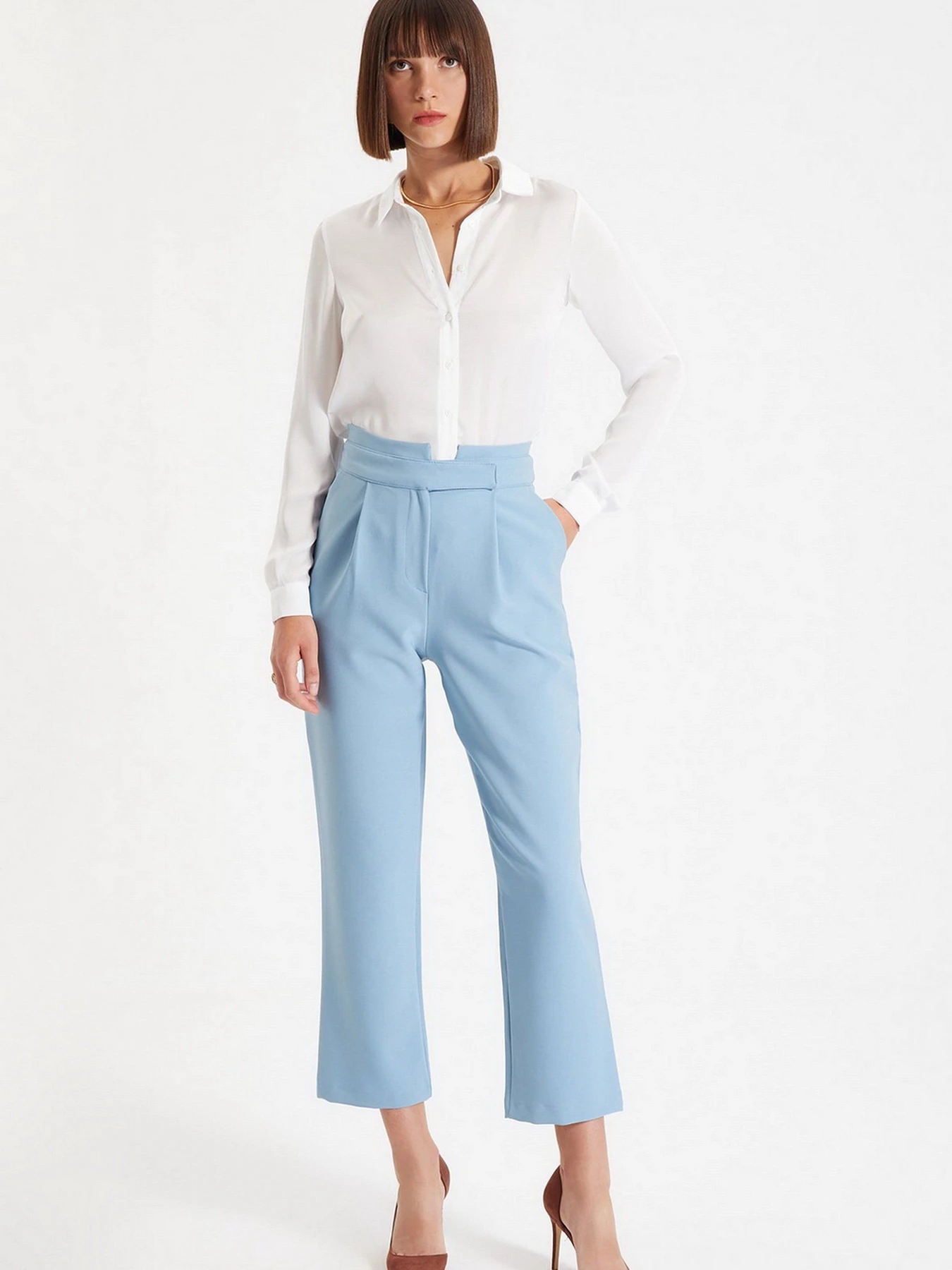 Рубашки Trendyol модель TWOAW22GO0132/Ekru Фото