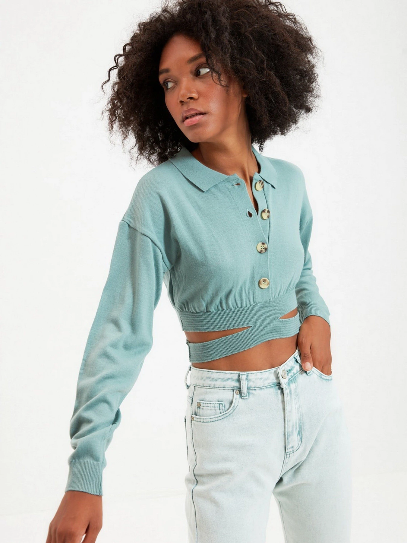 Свитры и кардиганы Trendyol модель TWOAW22HI0094/Mint Фото