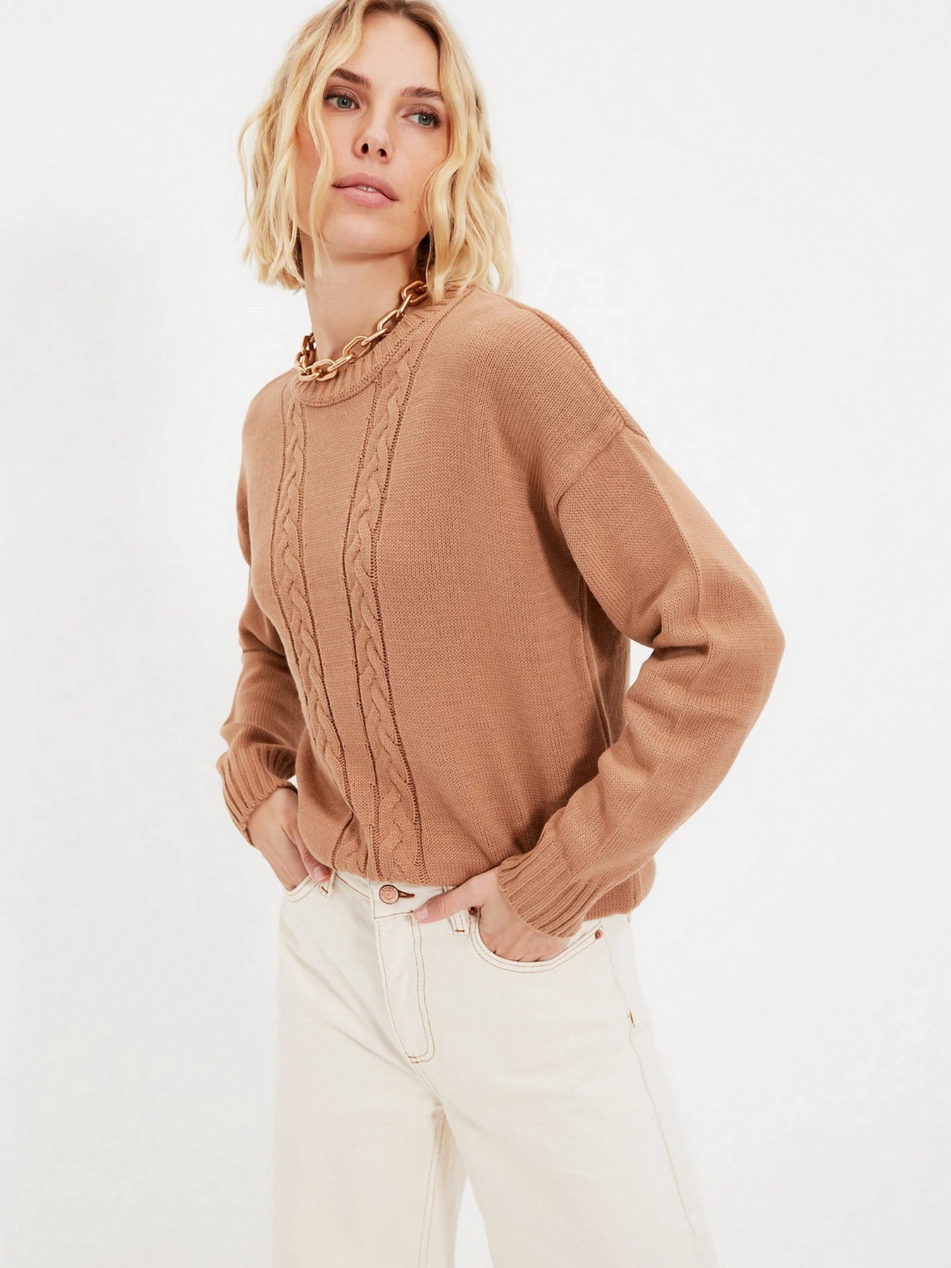 Свитры и кардиганы Trendyol модель TWOAW22KZ0758/Camel Фото