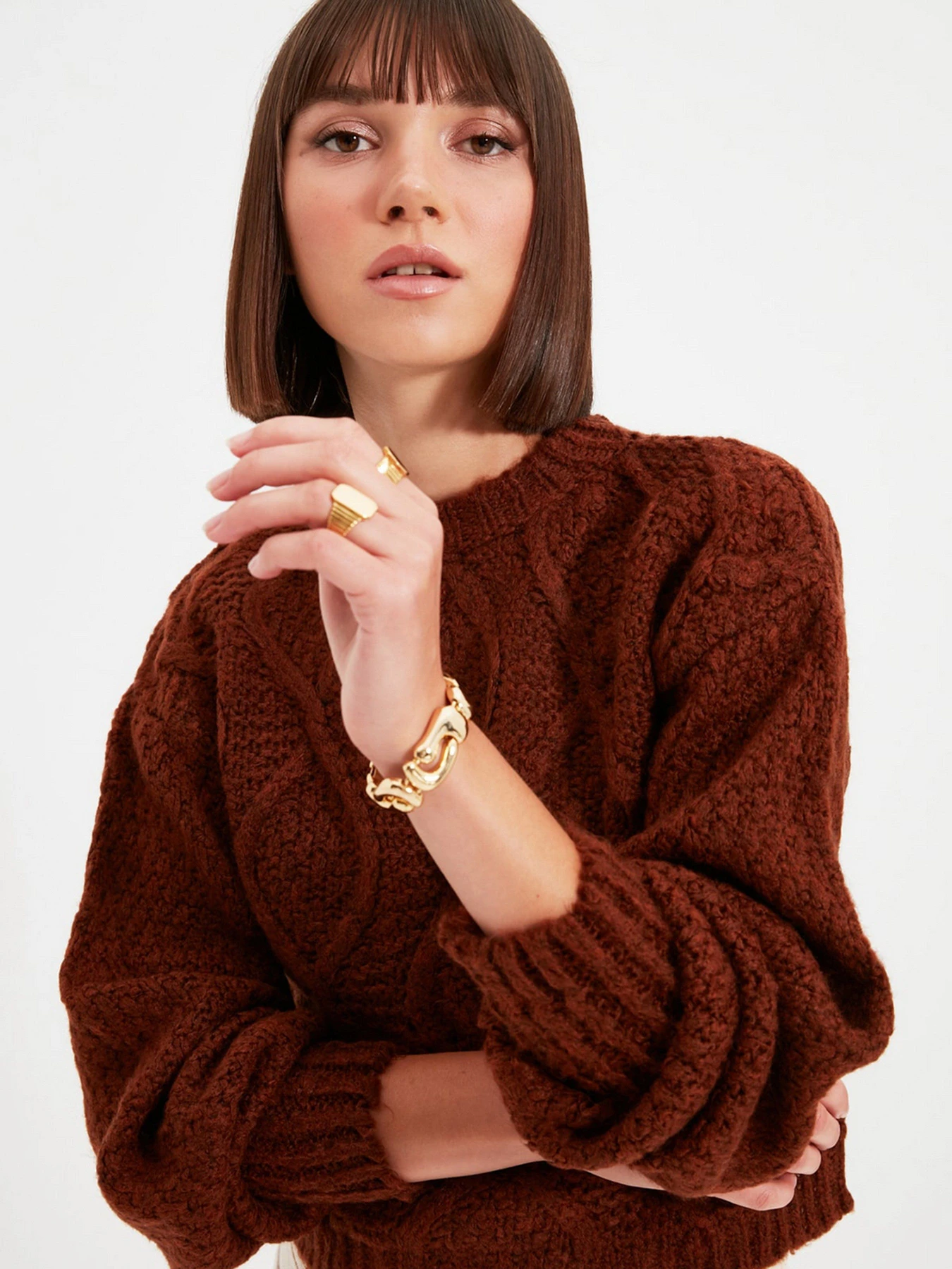 Свитры и кардиганы Trendyol модель TWOAW22KZ0932/Taba Свитры и кардиганы Trendyol модель TWOAW22KZ0932/Taba Фото