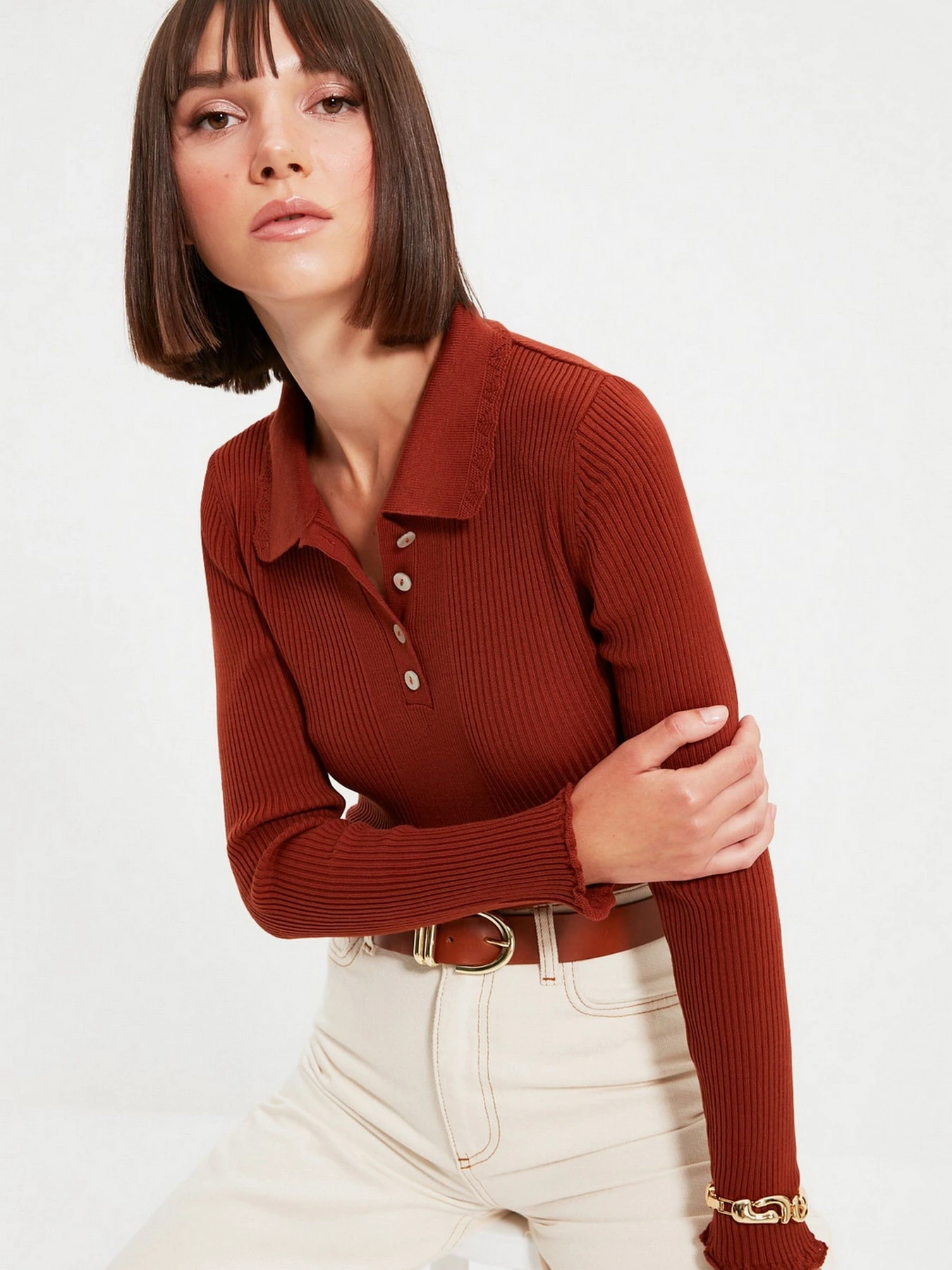 Свитры и кардиганы Trendyol модель TWOAW22KZ1354/Kiremit Свитры и кардиганы Trendyol модель TWOAW22KZ1354/Kiremit Фото