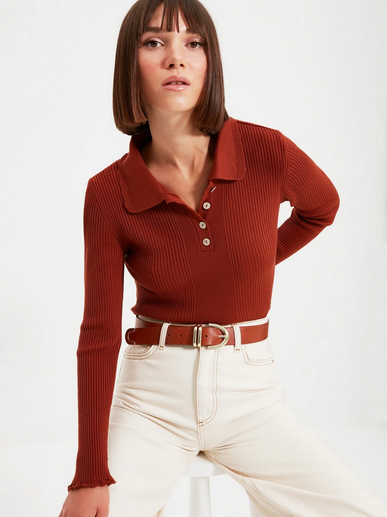 Свитры и кардиганы Trendyol модель TWOAW22KZ1354/Kiremit Свитры и кардиганы Trendyol модель TWOAW22KZ1354/Kiremit Фото