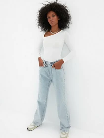 Джинсы Trendyol Wide Leg модель TWOAW22JE0106/Mavi Фото