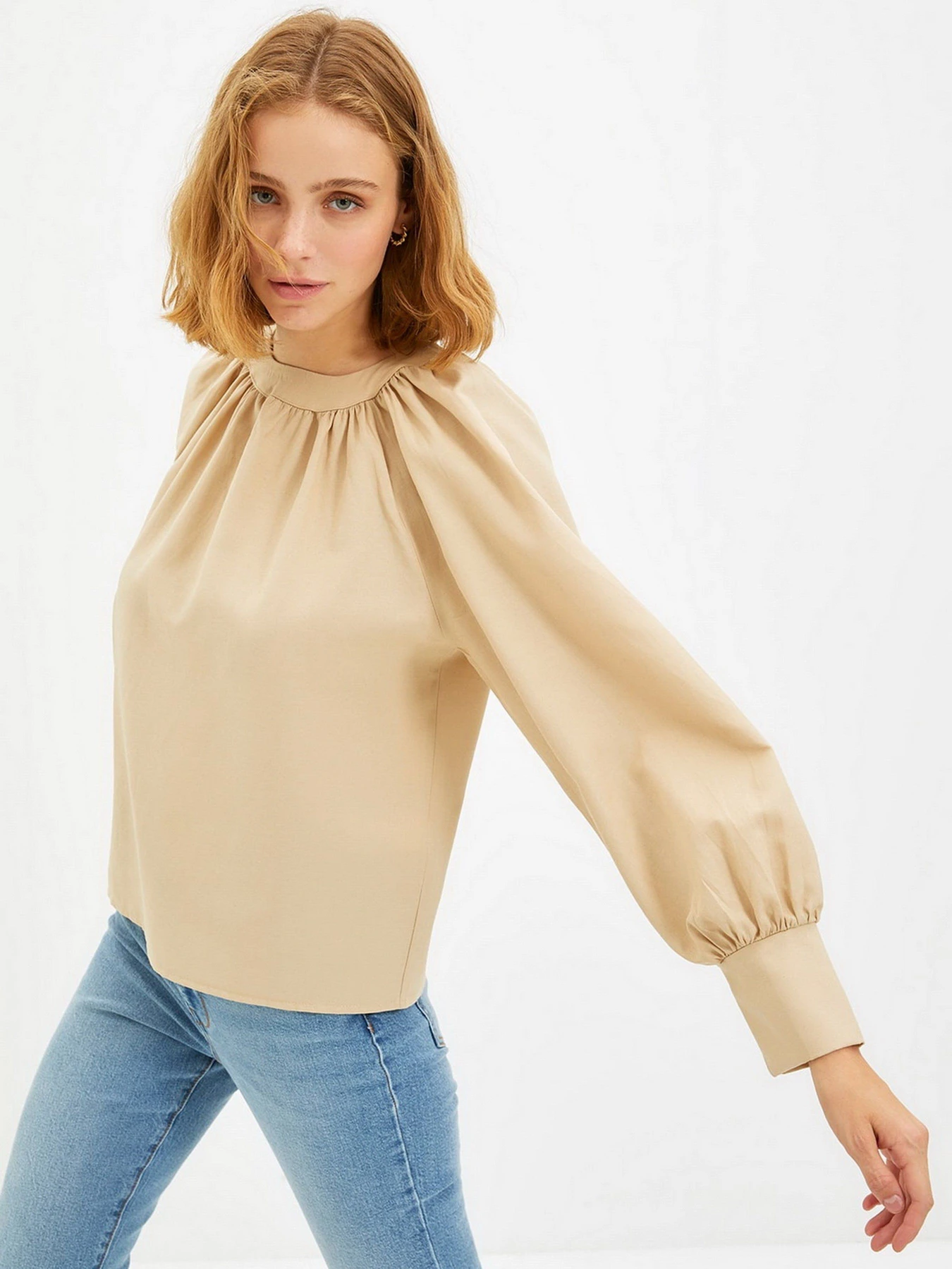 Рубашки Trendyol модель TWOAW22BZ0353/Bej Рубашки Trendyol модель TWOAW22BZ0353/Bej Фото