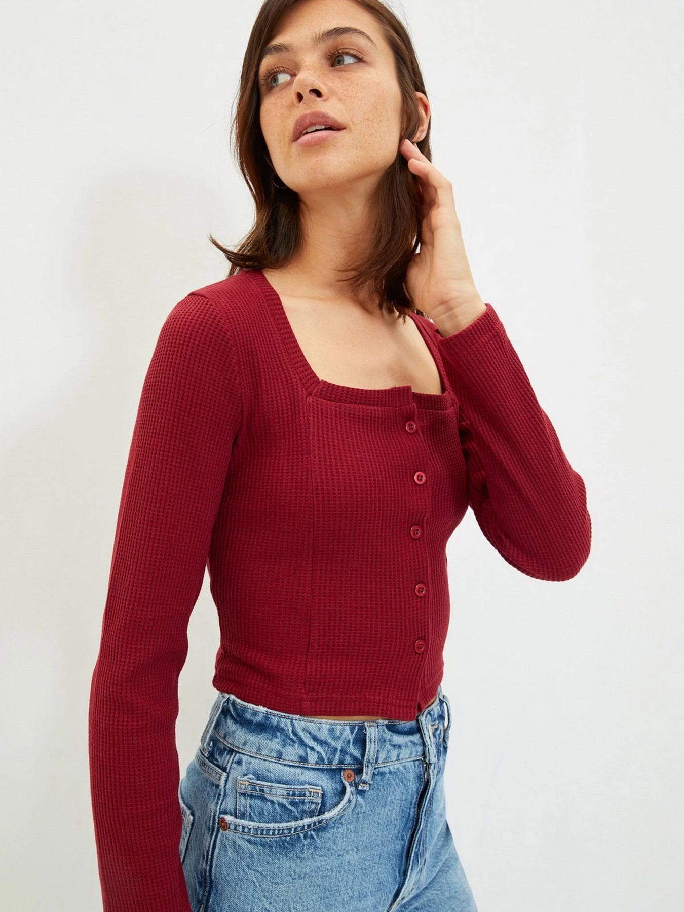 Свитры и кардиганы Trendyol модель TWOAW22BZ0855/Bordo Свитры и кардиганы Trendyol модель TWOAW22BZ0855/Bordo Фото