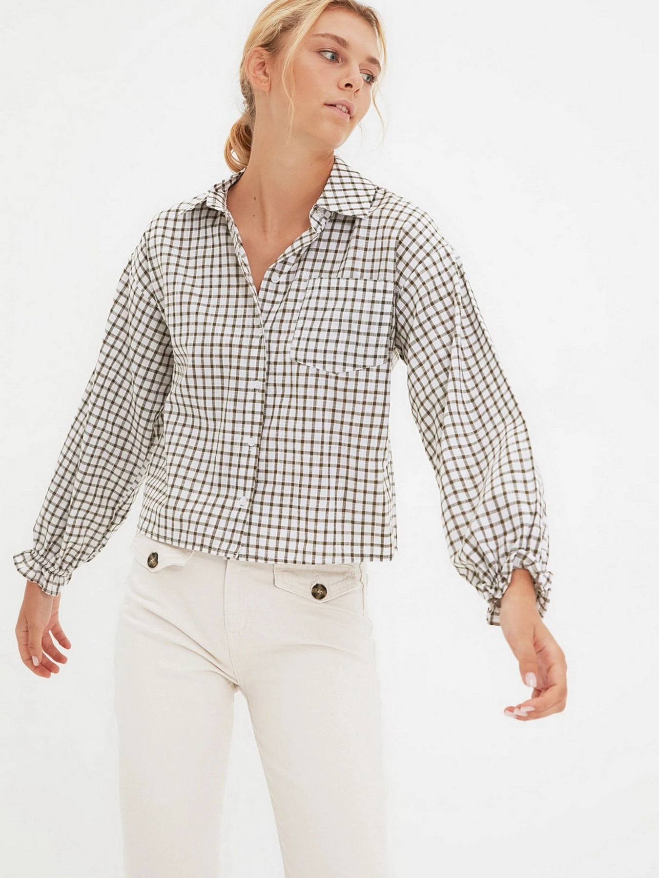 Рубашки Trendyol модель TWOAW22GO0825/Haki Рубашки Trendyol модель TWOAW22GO0825/Haki Фото