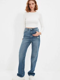 Джинсы Trendyol Wide Leg модель TWOAW22JE0918/Mavi Фото