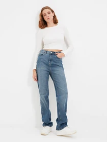 Джинсы Trendyol Wide Leg модель TWOAW22JE0918/Mavi Фото