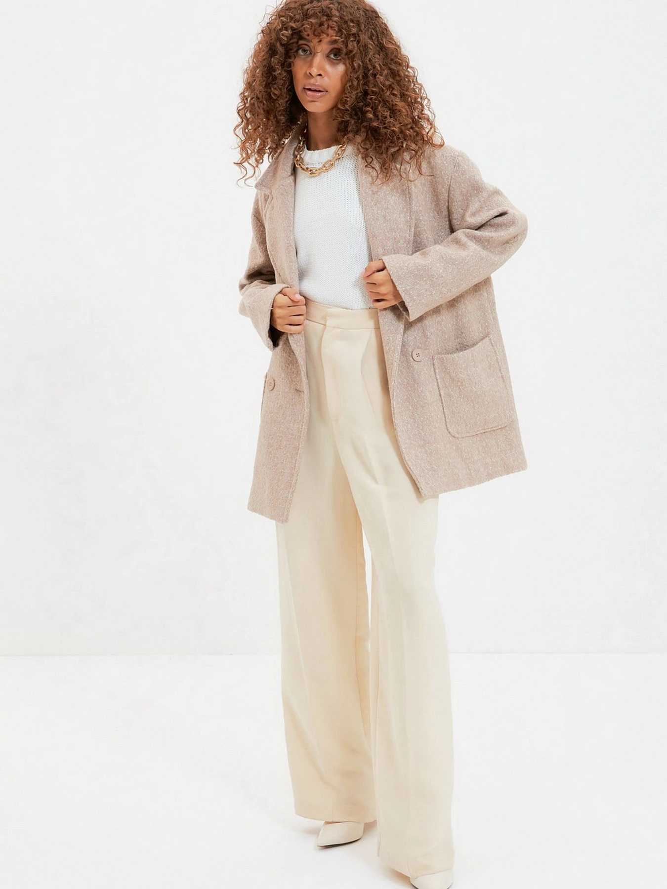 Пальто и плащи Trendyol модель TWOAW22KB0081/Camel Пальто и плащи Trendyol модель TWOAW22KB0081/Camel Фото