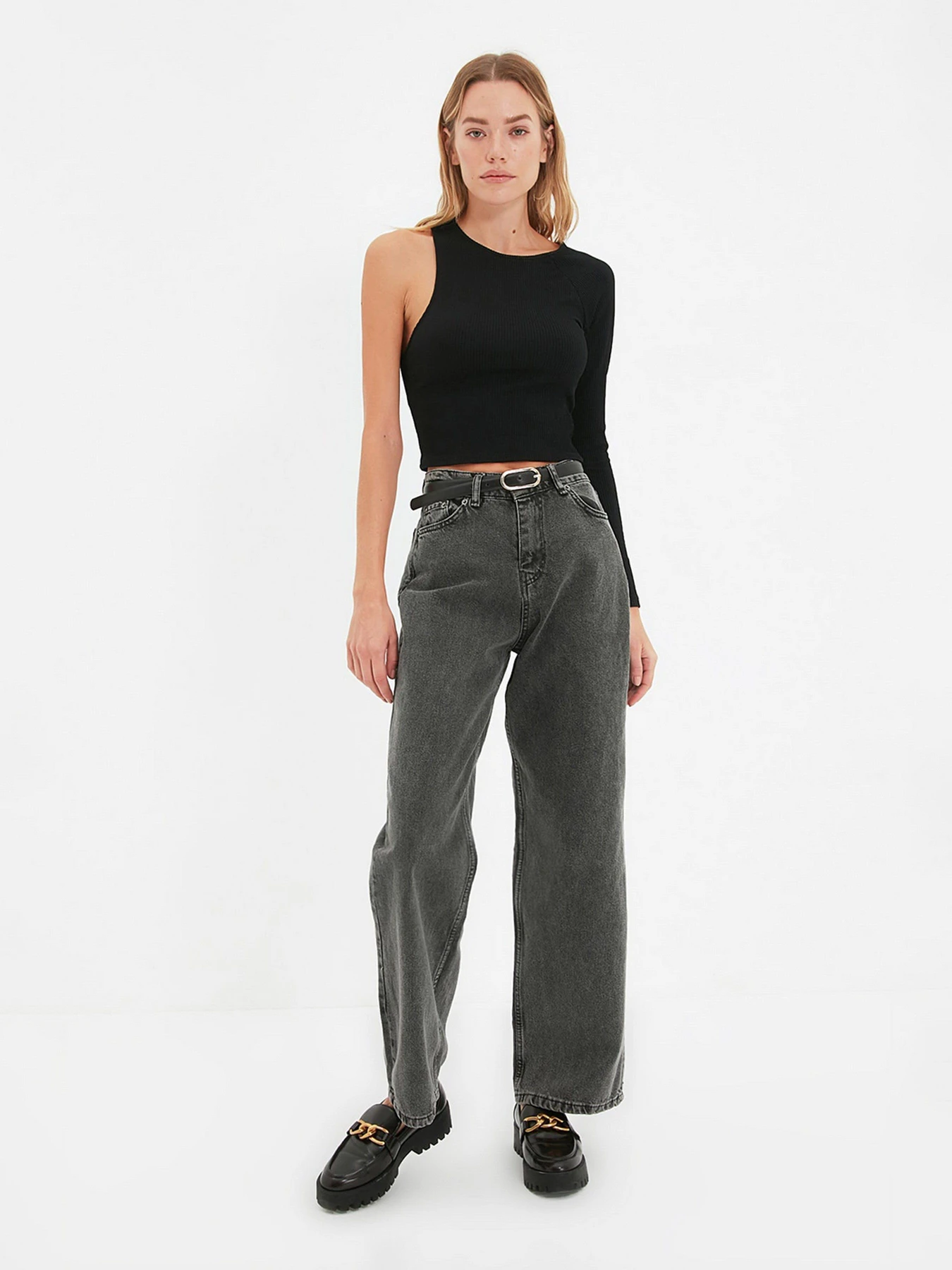 Джинси Trendyol Wide Leg модель TWOAW22JE0794/Antrasit Фото