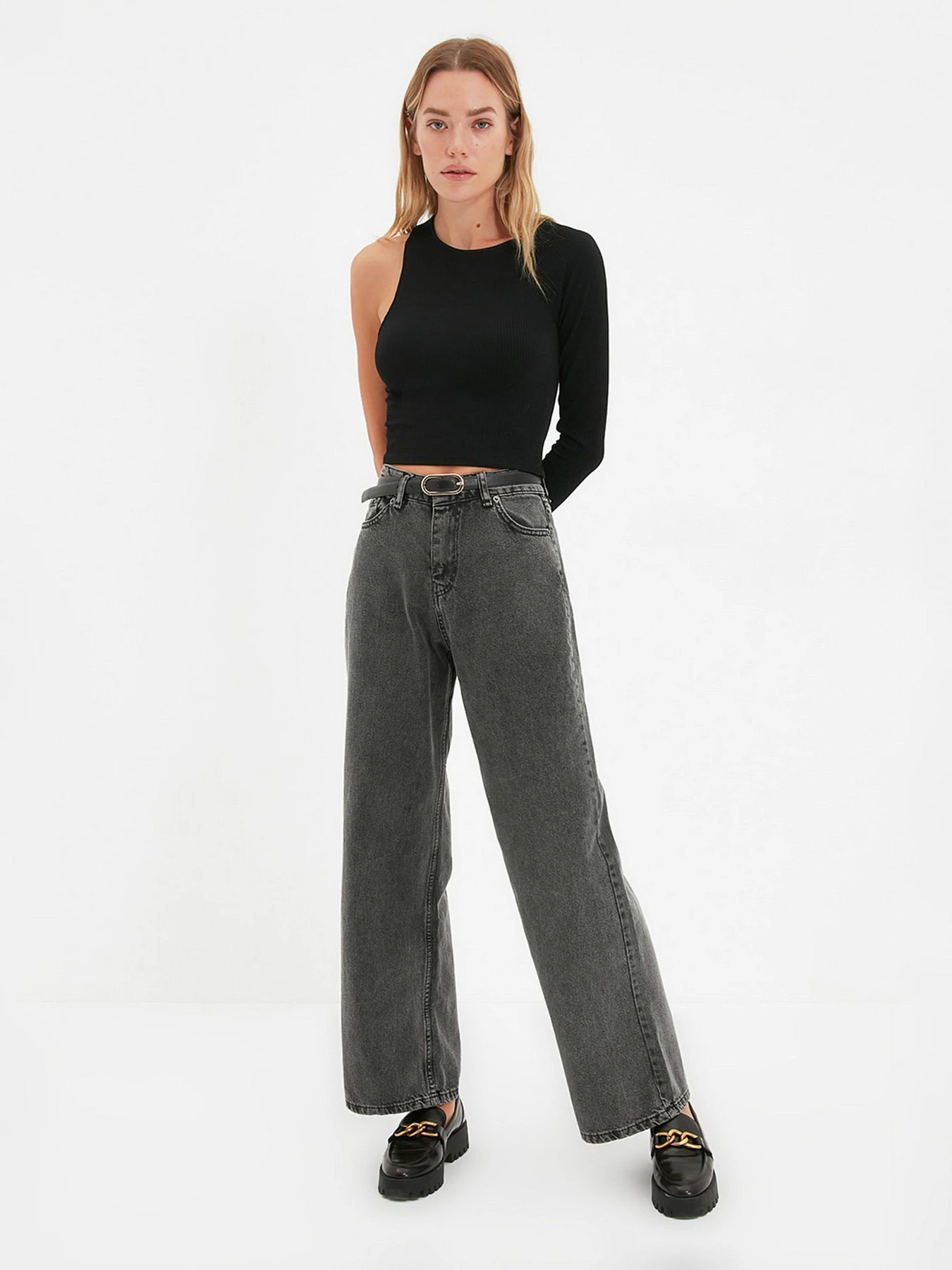Джинси Trendyol Wide Leg модель TWOAW22JE0794/Antrasit Фото