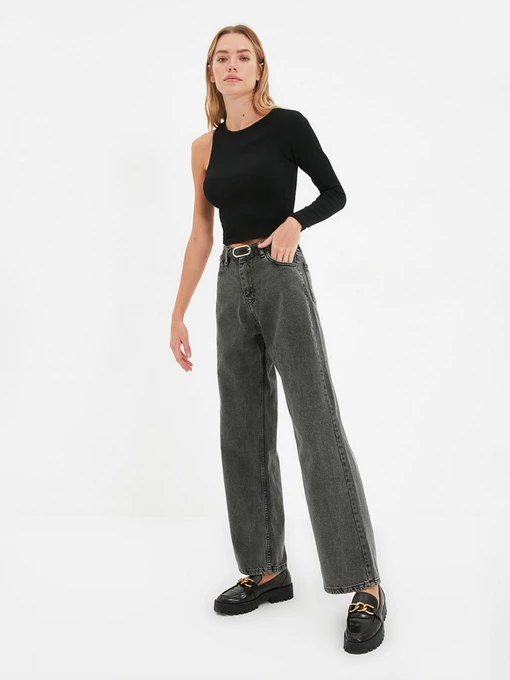Джинсы Trendyol Wide Leg модель TWOAW22JE0794/Antrasit Фото