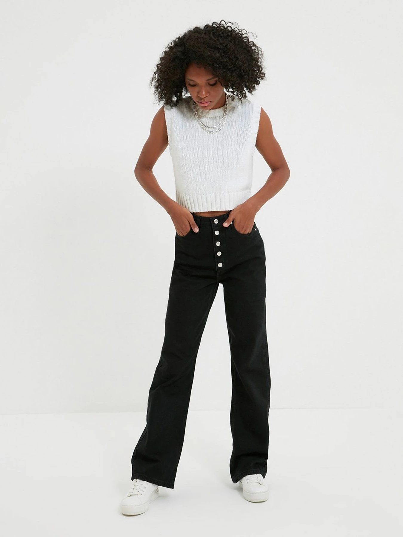 Джинси Trendyol Wide Leg модель TWOAW22JE1372/Siyah Фото