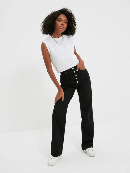 Джинсы Trendyol Wide Leg модель TWOAW22JE1372/Siyah Фото