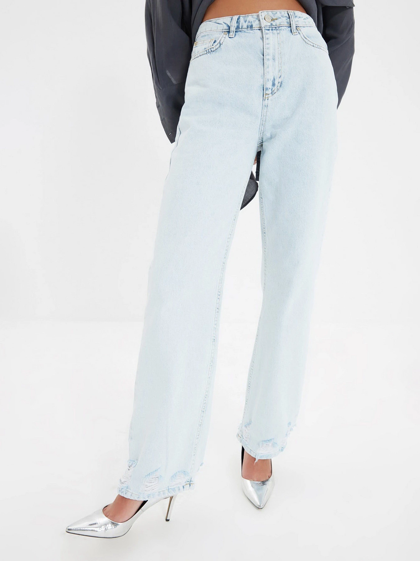 Джинси Trendyol Wide Leg модель TWOAW22JE0457/Acik Mavi Джинси Trendyol Wide Leg модель TWOAW22JE0457/Acik Mavi Фото