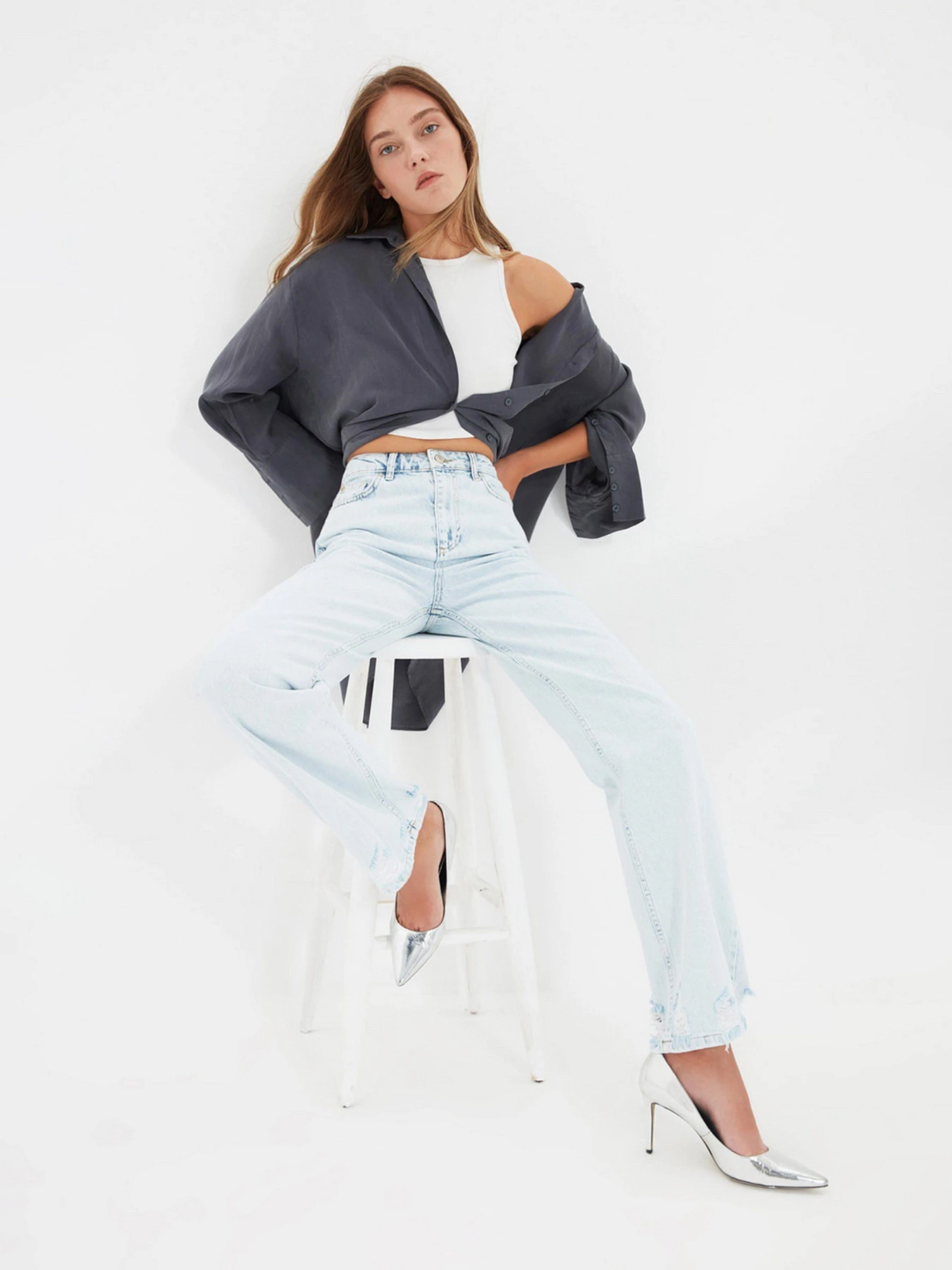 Джинси Trendyol Wide Leg модель TWOAW22JE0457/Acik Mavi Джинси Trendyol Wide Leg модель TWOAW22JE0457/Acik Mavi Фото