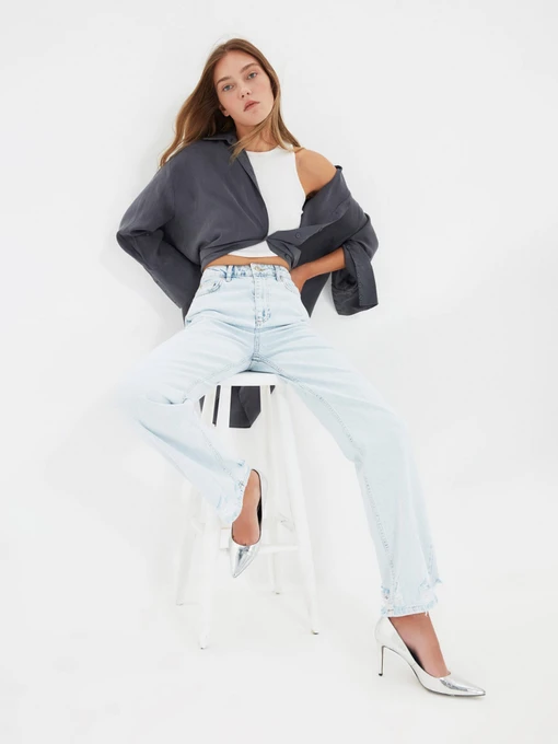 Джинсы Trendyol Wide Leg модель TWOAW22JE0457/Acik Mavi Фото