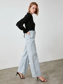 Джинси Trendyol Wide Leg модель TWOAW21JE0573/Gri Фото