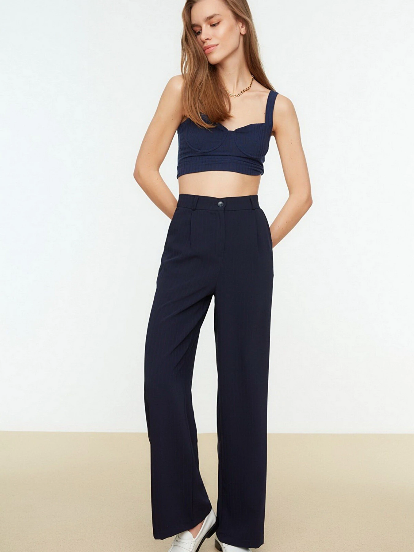 Штани Trendyol модель TWOSS22PL0100/Lacivert Штани Trendyol модель TWOSS22PL0100/Lacivert Фото