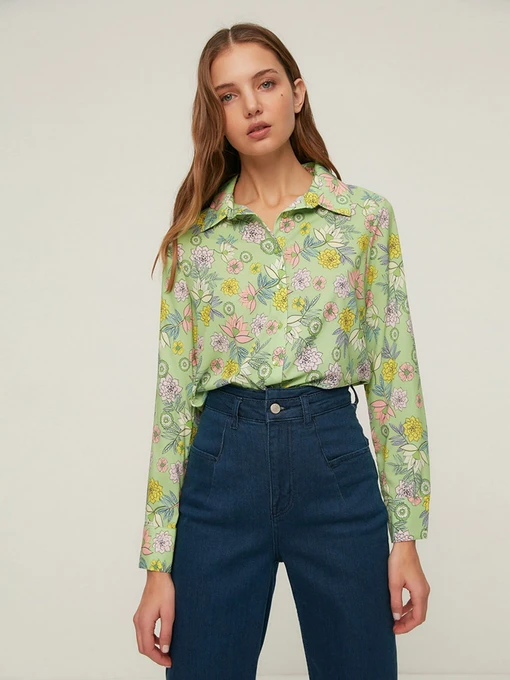Рубашки Trendyol модель TWOSS22GO0196/Yesil Фото